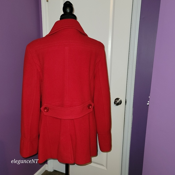 Preston & York Red Double Breasted Red Wool Coat Sz: 14 - Picture 7 of 9